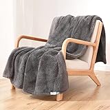 berkshire Eco Extra Fluffy Throw Blanket,Ultra Fluffy Plush,280GSM High Pile Throw Blanket(Space Gra