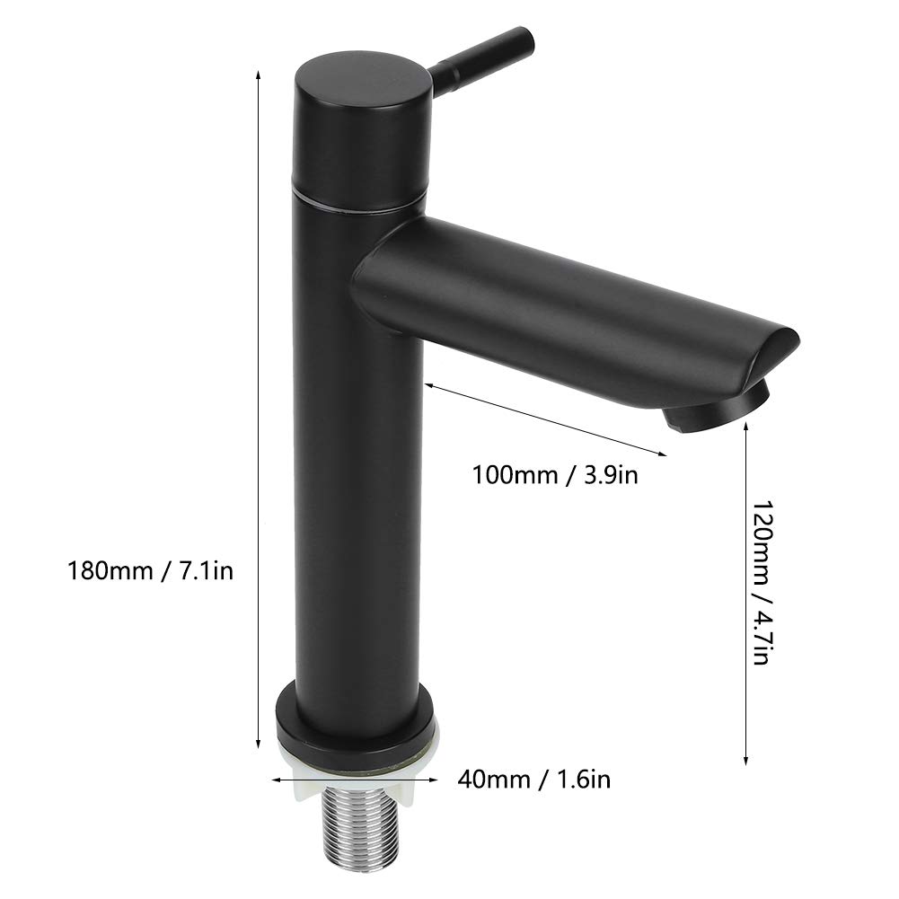 Haofy Einhand-Kaltwasserhahn Aus Edelstahl – Schwarz, G1/2 Gewinde, Für Waschbecken & Toilette, Wassersparend