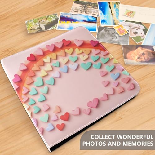 Álbum de fotos adhesivo DIY Scrapbook álbum corazones amor arcoíris día de San Valentín anillas 3 libro de fotos 40 páginas 8x10 para recuerdos miniatura 5