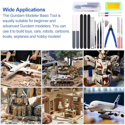 Image of 22Pcs Assembly Model Tool Kit, Modeler Basic Tool Craft Set, Hobby Building Tools Kit with a Plastic Box, for Gundam Model Building, Car Models, Aircraft, Basic Model Building