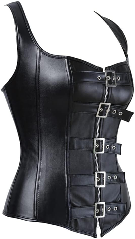 Steampunk Straps Corsets Sexy Womens Leather Overbust Corset Bustier Gothic Buckle Corselet
