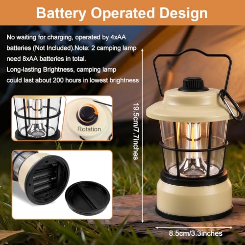Flintronic 2 Stück LED Campinglampe Tragbar, IPX4 Wasserdichte Camping Licht, Batteriebetrieben Campinglampe… – Ansicht 2