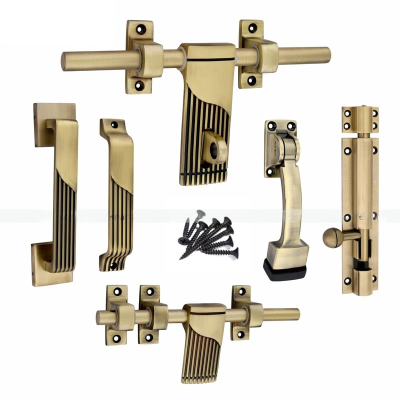 VANSON Zinc Alloy Heavy Single Door Fitting Accessories Full Set/Kit [1 Aldrop, 1 Latch, 2 Handles, 1 Tower Bolt and 1 Door Stopper,10 Inch,Antique Matt [125] ] (B0CM1T6PKN) Amazon Price History, Amazon Price Tracker
