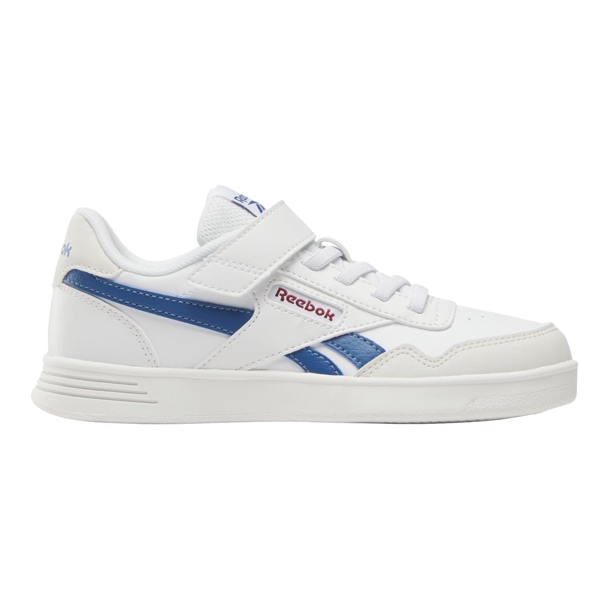 Reebok Court Advance Elastic Lace & Top Strap Trainers, White/Retrored/Twilight Blue, 30.5 EU / 11.5 UK, White Retrored Twilight Blue, 12 UK Child