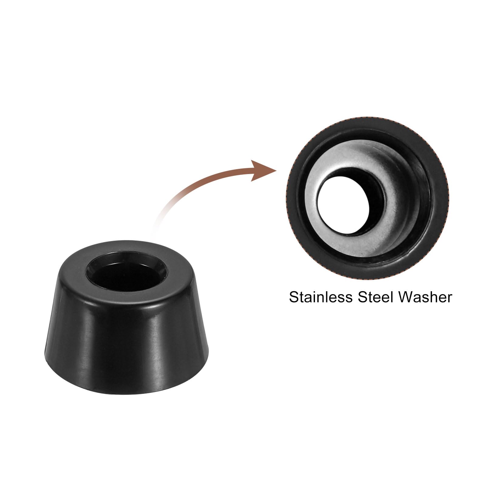 uxcell 10Pcs Rubber Bumper Feet, 0.47" H x 0.83" W Round Pads with Stainless Steel Washer and Screws for Furniture, Appliances, Electronics - Image 3