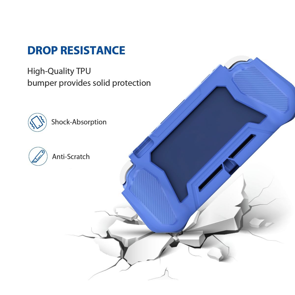 FIWWAT Switch Lite Coque de Protection pour Nintendo Switch Lite, Compatible avec Nintendo Switch Lite avec Protecteur d'écran PC intégré, Coque avec 2 Capuchons pour Les Pouces, Bleu