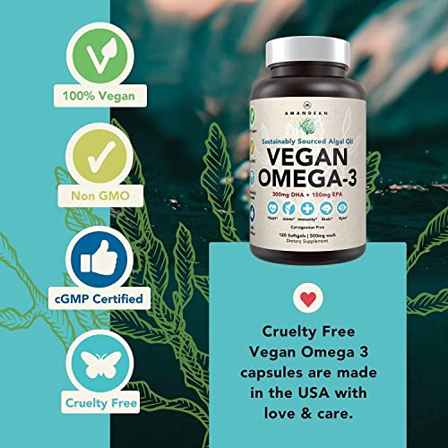 Healthy Skin & Joints Bundle - Premium Vegan Omega-3 (120 Capsules) From Marine Algae + Grass-Fed Collagen Peptides Powder (1Kg - 100 Servings) Non-Gmo. Radiant Skin, Joints, Bones & Graceful Aging #TOP6