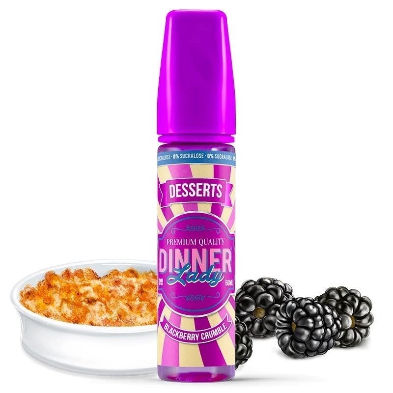 Blackberry Crumble 50ml - Dinner Lady - Sans tabac ni nicotine - Vente interdite aux personnes âgées au de moins de 18 ans - 0 MG - Genre : 40-70 ml