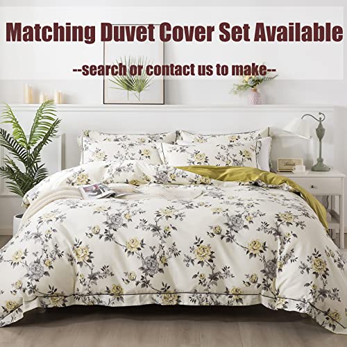 Image of FADFAY Floral Sheets Set Cal King Vintage Rose Floral Bedding Shabby Grey and Yellow Peony Sheets 800 Thread Count 100% Egyptian Cotton Super Soft Deep Pocket Fitted Sheet 4Pcs, California King Size