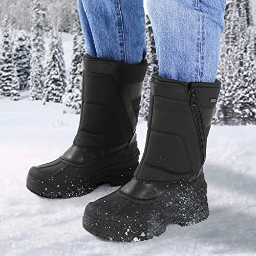 Mysoft Men'S Winter Snow Boots Mid Calf Waterproof Insulated Fur Lined Warm Anti-Slip Zip Boot thumb #4