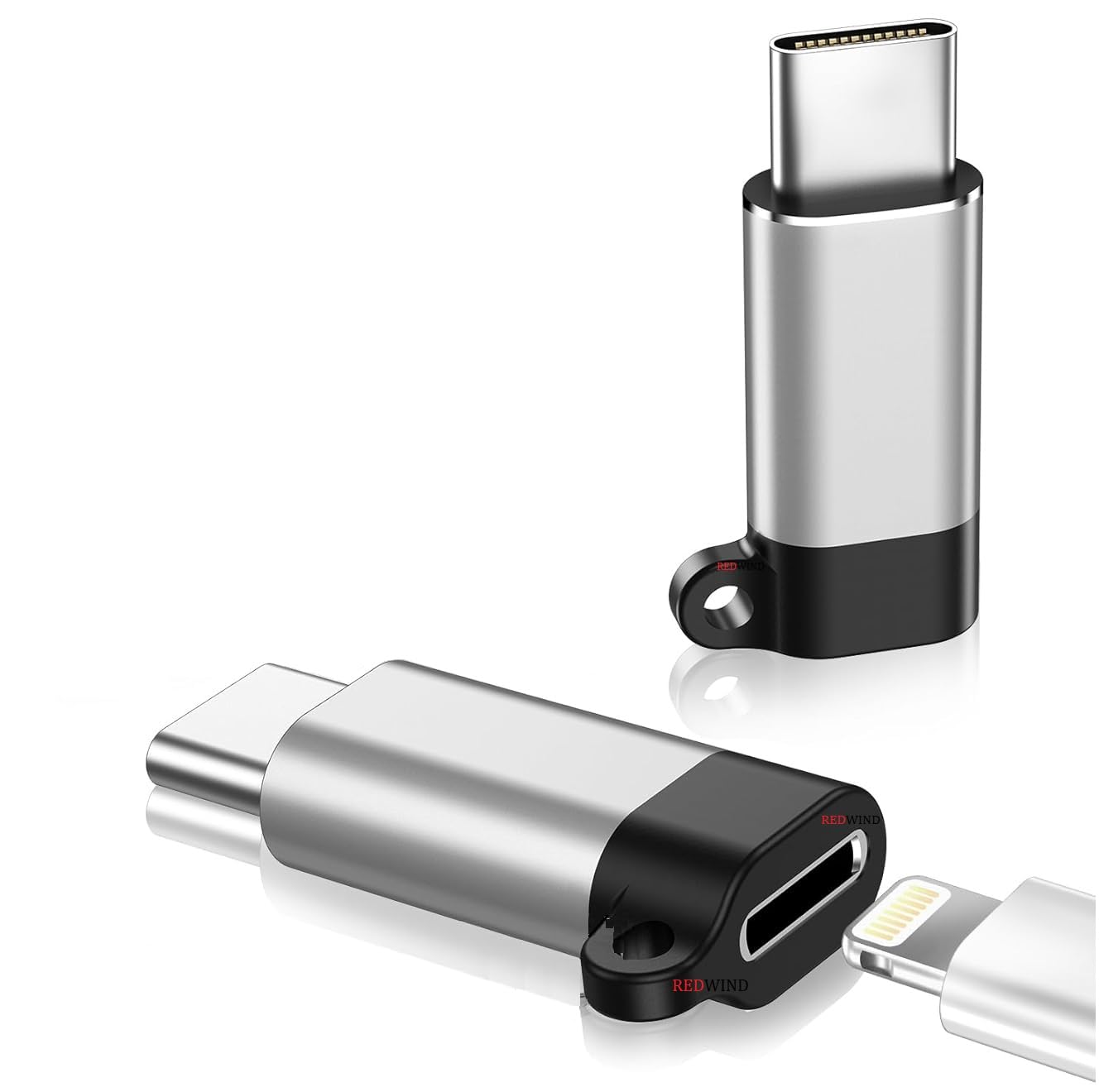 redwind [apple mfi certified 2-pack light_ing female to usb c male adapter for iphone 17/16/15 17/16/15pro 16/15promax 16/15plus/pad/samsung/pixel support type-c charge & data sync, not audio/otg