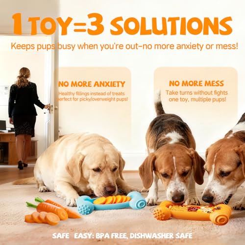 Image of 2-Pack Freeze Toys for Dogs Slow Feeder Lick Bone Indestructible Chew Toy