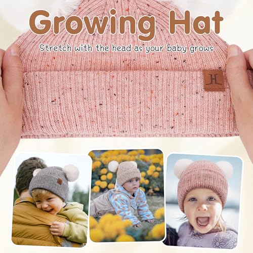 FZ FANTASTIC ZONE Toddler Kids Winter Hat Beanie Pompom Warm Fleece Baby Hats 0-6 12 Months 1 2 3 4 Year Old Girls Boys Gifts4
