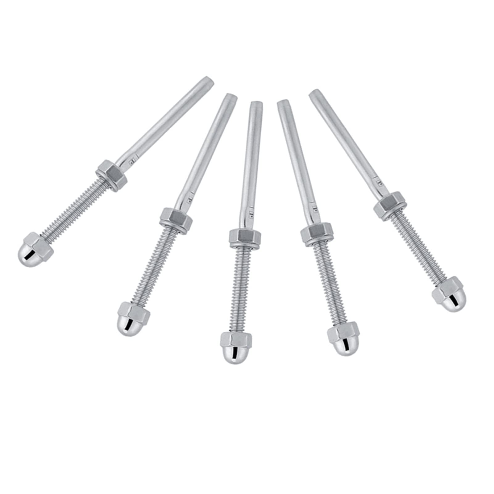 Tensores de Cable Acero Inoxidable 316, 10 Unidades, para Cable 3,175 mm, con Tuercas y Arandelas, 10 cm, para Barandillas Interior y Exterior