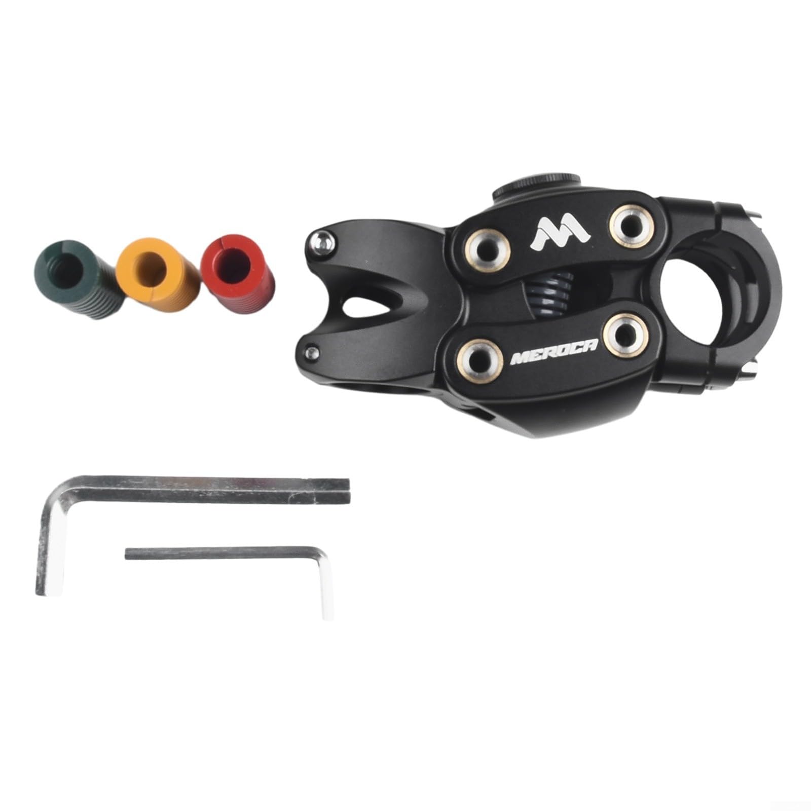 Potence de suspension réglable à 7° - 90 mm - Pour vélo électrique - En alliage d'aluminium - Absorption des chocs - Potence de guidon avec 4 ressorts