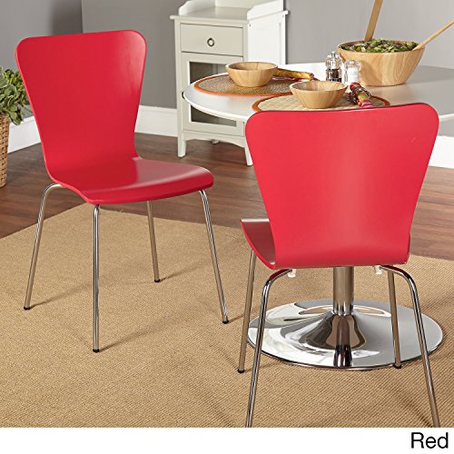 Simple Living Pisa Bentwood Stackable Dining Kitchen Chairs (Set of 2) (red)