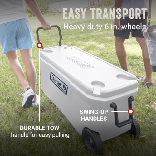 Image of Coleman Marine Cooler with Fully Insulated UV Guard Lid & Body, Keeps Ice for 3+ Days, Great for Boating & Fishing, 52qt /100qt Wheeled /120qt Options