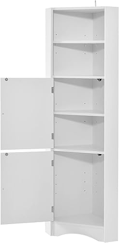 Miniatura 6 de Home - Armario esquinero alto con 2 puertas y 2 niveles de estantes exteriores armario de almacenamiento independiente con estantes ajustables para