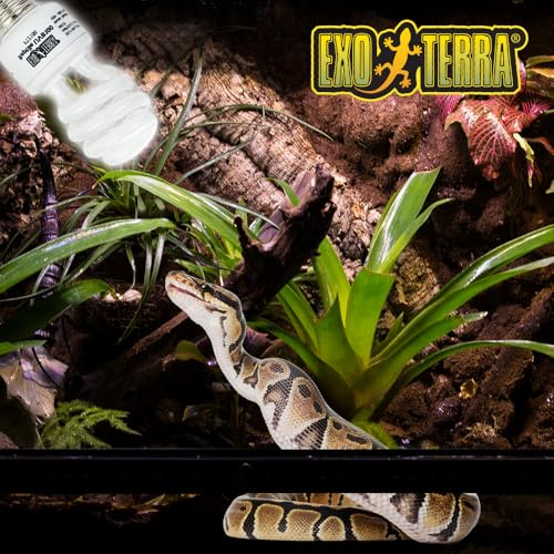 Exo Terra Reptile UVB 100, Tropische Terrarienlampe, Kompakte UVB Lampe fuer tropische und subtropische Reptilien, 13W, Fassung E27, Weiß