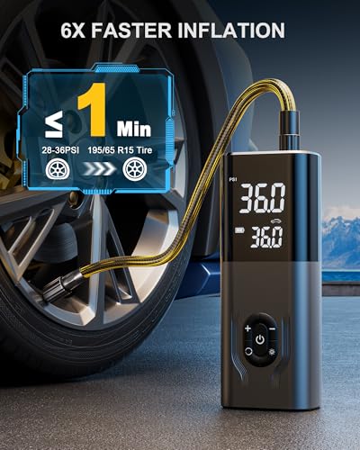 Tire Inflator Portable Air Compressor, CKWUE 180PSI Cordless