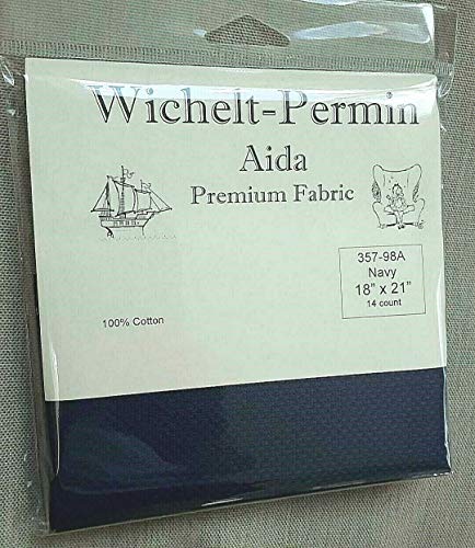 Wichelt Permin Premium AIDA Cross Stitch Fabric 14 Count Navy Blue 18