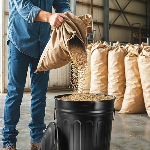Image of Plexon Metal Trash Can with Lid 13 Gallon, Decorative Outdoor Trash Can Heavy Duty Galvanized Metal Bucket with Lid for Garage Workshop Storage Farmhouse, Black