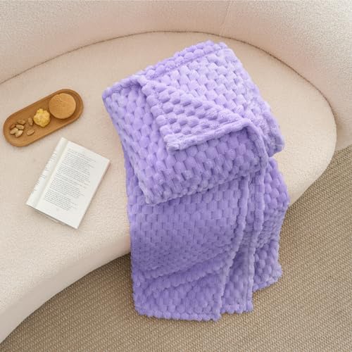 Image of BEDELITE Lavender Large Throw Blanket for Couch, Cozy Gift for Women, 50*70 | 3D Jacquard Decorative Fleece Blanket, Super Soft Plush Throw, Cute Birthday Gift for Women & Men, Suitable for All Seasons