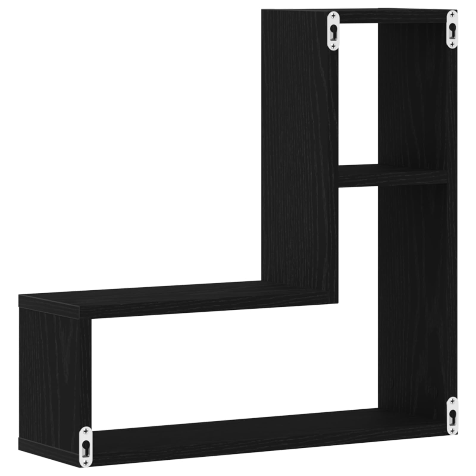 Wandregal Set Schwarz Eiche 2er Set 50x15x50 cm Modernes Design für Wandmontage Robustes Holz Regal Bücher und Deko im Wohnzimmer