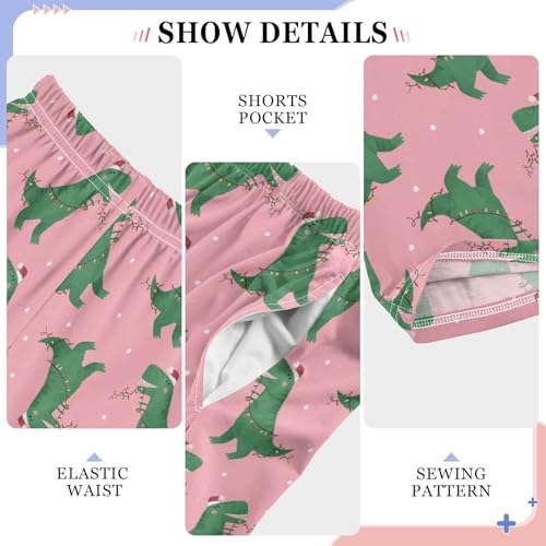 ZZXXB Dinosaur Xmas Light Bulb Boys Long Pants Soft Trousers Elastic Waist Kids Lounge Bottoms with Pockets S-XL4