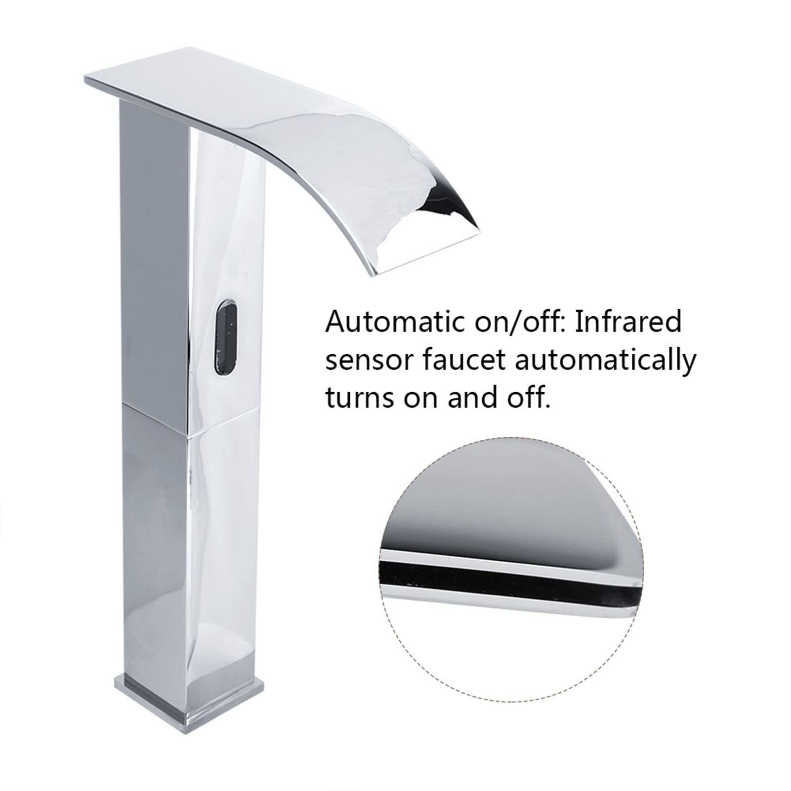 Yosoo Health Gear Grifo de Lavabo con Sensor Infrarrojo, Cascada G1/2, Grifo de Inducción Automático sin Contacto para Lavado de Manos en el Baño