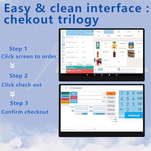 Image of 15.6 inch Android HD Dual Touch Screen POS Cash Register Lifetime Software Multiple Connections Point of Sale System for Small Business Retail Restaurant Supermarket Coffee Shop Grocery Store POS Terminal