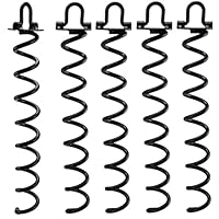 SINJEUN 5 Pack 42cm Spiral Ground Anchor, Ground Anchor for Trampoline Heavy Duty Shed Anchor Kit, Anchor Ground Pegs trampoline anchor kit for Swings, Tents, Canopies, Black