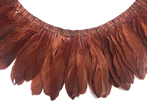 1 Yard - Dark Brown Goose Pallet Parried Dyed Feather Trim Headdress, Dress, Party Craft Supplier | Moonlight Feather #TOP3