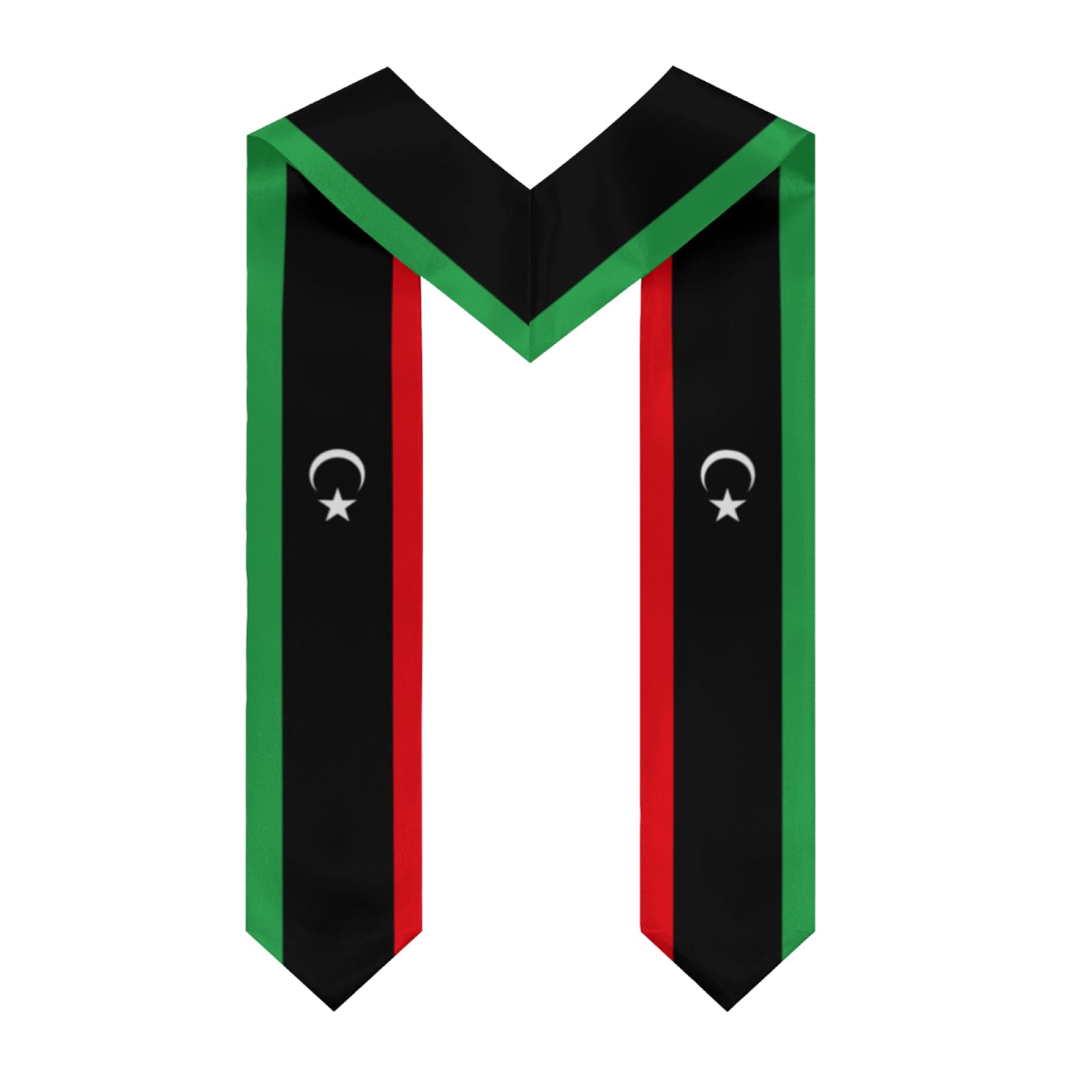 Libya Libyans Flag Graduation Stole Shawl Sash for Men Women Unisex Adult Double Sided Thickened V-neck Scarf Class of 2025 Graduate Gift for Teachers Students