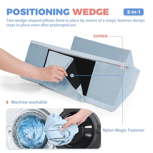 Side Sleeping Positioning Wedge Pillow Belt Connection, Adjustable Limit Width Bed Wedges Body Positioners for Sleep Apnea, Back Support Wedge for Back Pain Relief,Bed Sores,Anti Snoring, Post Surgery - Image 5