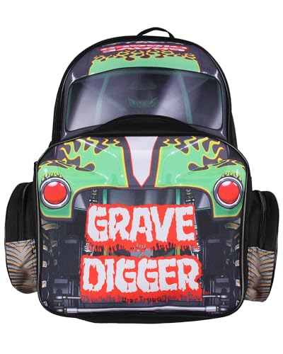INTIMO Monster Jam Grave Digger Truck Shaped Dual Compartment Tote Backpack For Daily Use2