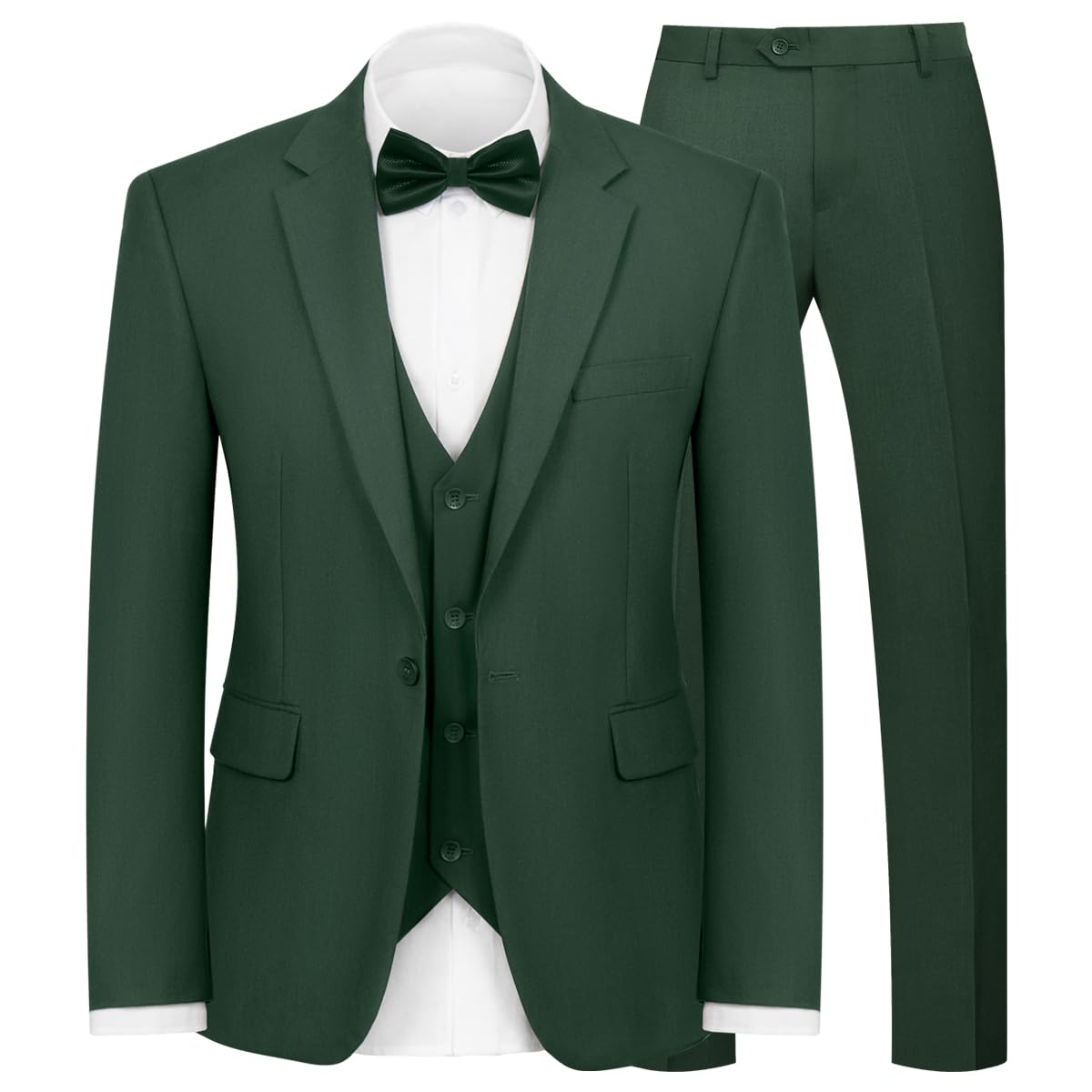 WYWK Men's 3-Piece Suit Slim Fit Suit Jacket Single Button Banquet Prom Wedding Suit Jacket Vest Pants and Bow Tie Set
