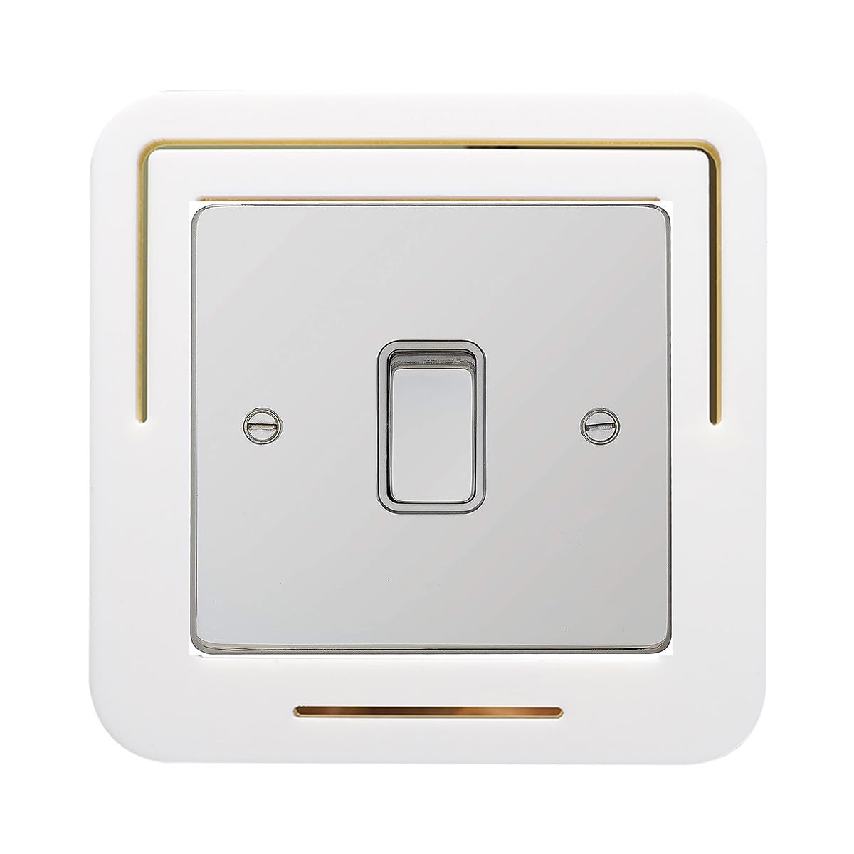 Acrylic Single Light Switch Surround Sticker, Socket Plate Surround Sticker, Finger Plate - White Golden
