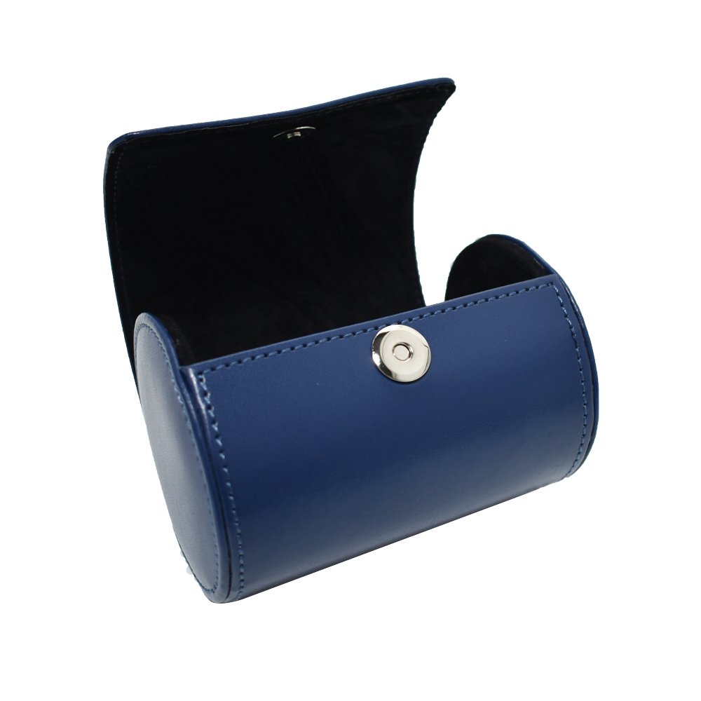 Fashionable Business PU Leder Krawatten Box 12 x 9 x 9 cm Zylinder-Form Krawattenhalter (Blau)