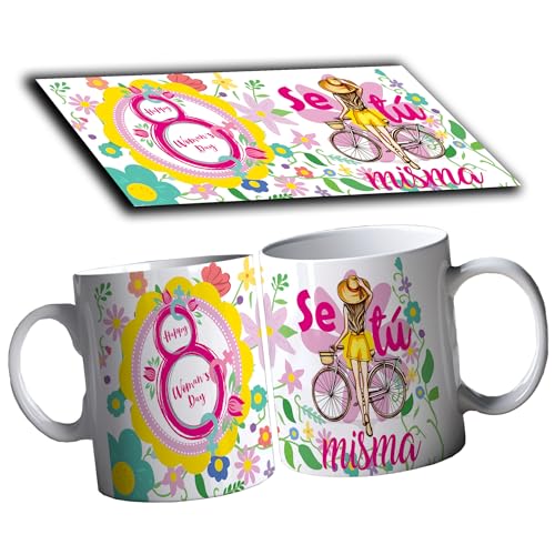 Lista de Happy Woman , tabla con los diez mejores. 43 Taza Motivadora Sé Tú Misma - Diseño Happy Woman's Day con Bicicleta