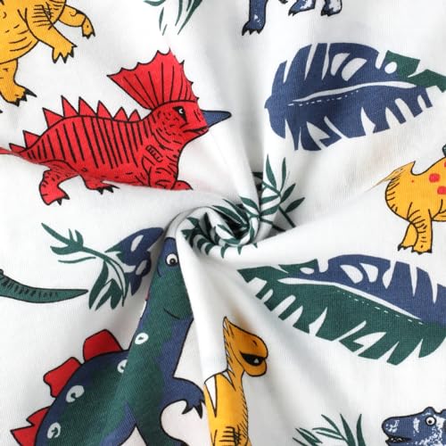 Image of HILEELANG Toddler Boy Summer Short Clothes Sets Cotton Crewneck Tees Shorts Pocket Adjustable Knite Shorts Playwear Sets
