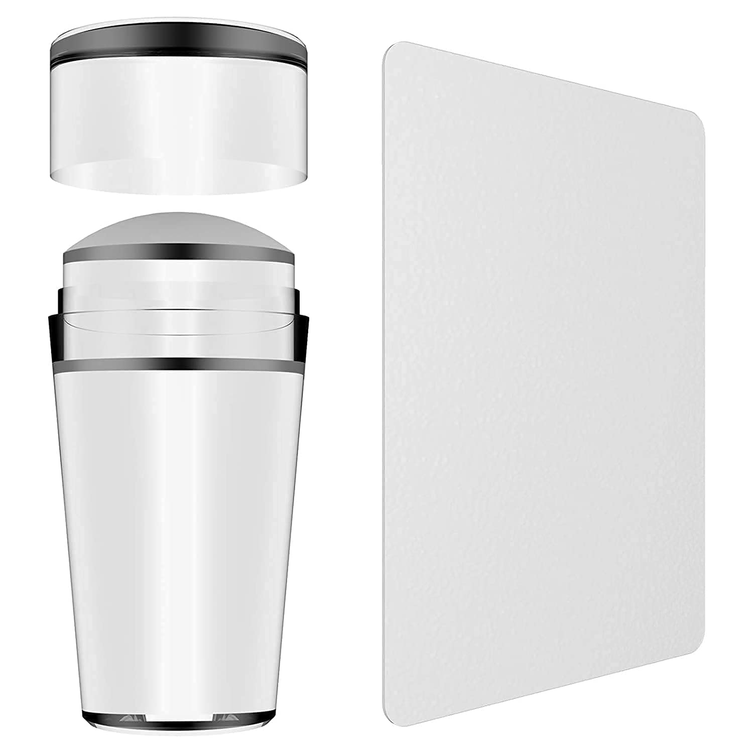 Buransh Transparent Silicone Head Clear Jelly Nail Art Stamping Stamper with Cap Scraper Image Plate Manicure Tool Polish Kit Matte Handle for Girl Female Woman pack of (2 pcs stamp)