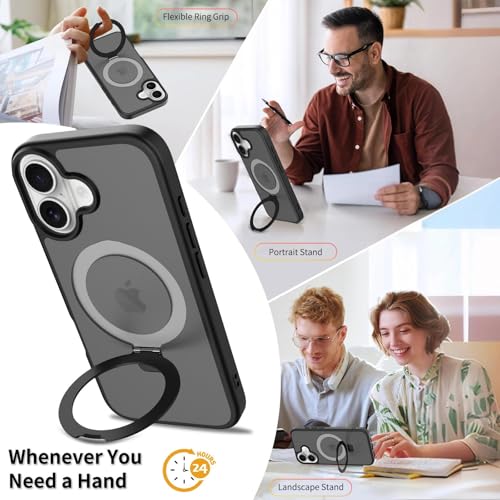 Image of Magnetic for iPhone 17 Case, 6.3 inch, Compatible with MagSafe, Rugged Kickstand, Not-Yellowing Military-Grade Protection, Matte Black