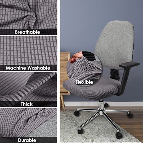 Yikko Elastic Stretch Spandex Chair Seat Covers Slipcovers Washable fit for Office Chairs,Dining Room Chairs,Bar Wedding Party Decor (2, Grey) - Image 5