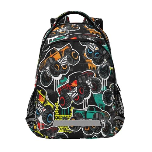 ALAZA Abstract Monster Truck Car Backpacks Travel Laptop Daypack School Book Bag for Men Women Teens Kids
