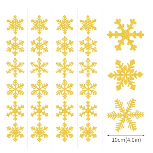 Image of Gold Snowflake-Snow Christmas Party-Decorations Garland - 6pcs Winter Girl Boy Birthday New Year Hanging Decoration Streamers Banner, Wonderland Party Supplies Decor Panduola