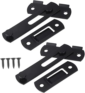 Housoutil 2pcs Cabinet Door Stainless Door Gate Latch Gate Latch Door Hasp Buckle Door Lock Black Bolt Door Hasp Door Gate Bolt Lock Door Latch Security Padlock Hasp
