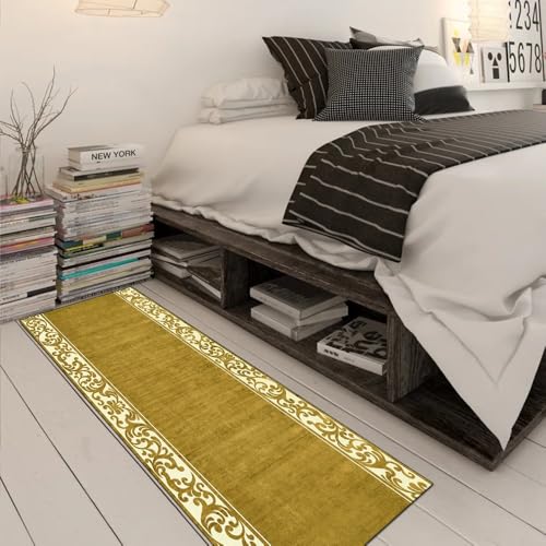 Alfombra para cocina lavable estilo vintage amarillo decoración de pasillos 3