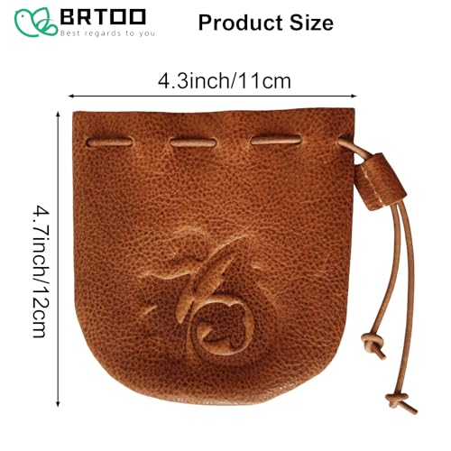 Genuine Leather Coin Change Purse Pouch for Men Women Coin Holder for Car Small Vintage Drawstring Pouch Bag for Rosary Key Dice D&D Jewelry Storage Medieval Accessories(Yellowish brown)4