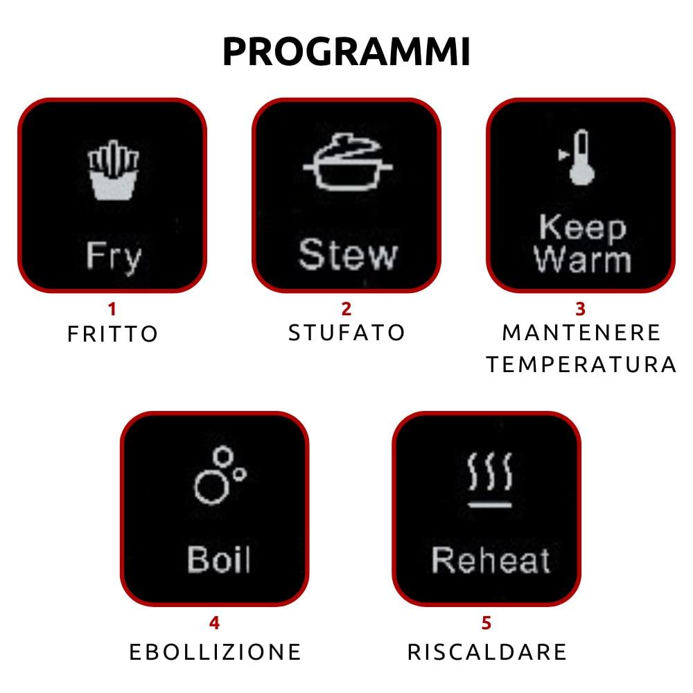 Ariete 1997 Piastra a induzione singola portatile, Vetroceramica, 2000W, 10 livelli di potenza, Timer fino a 4 ore, Sicurezza bambini, 5 programmi, Nero